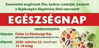 Egészségnap Mosonmagyaróváron, a Közösségi Házban, az Eleki Életmódközpont szervezésében – 2020. március 22.