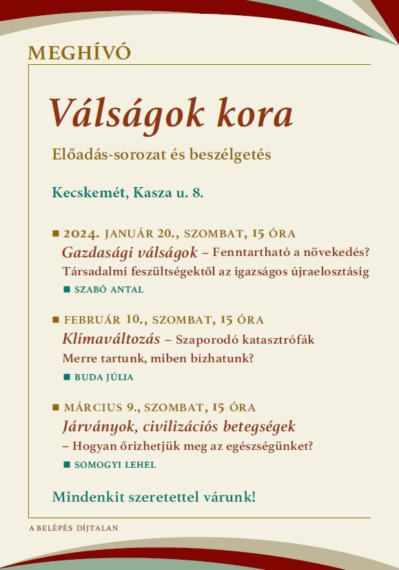 Válságok kora – Előadás-sorozat és beszélgetés Kecskeméten