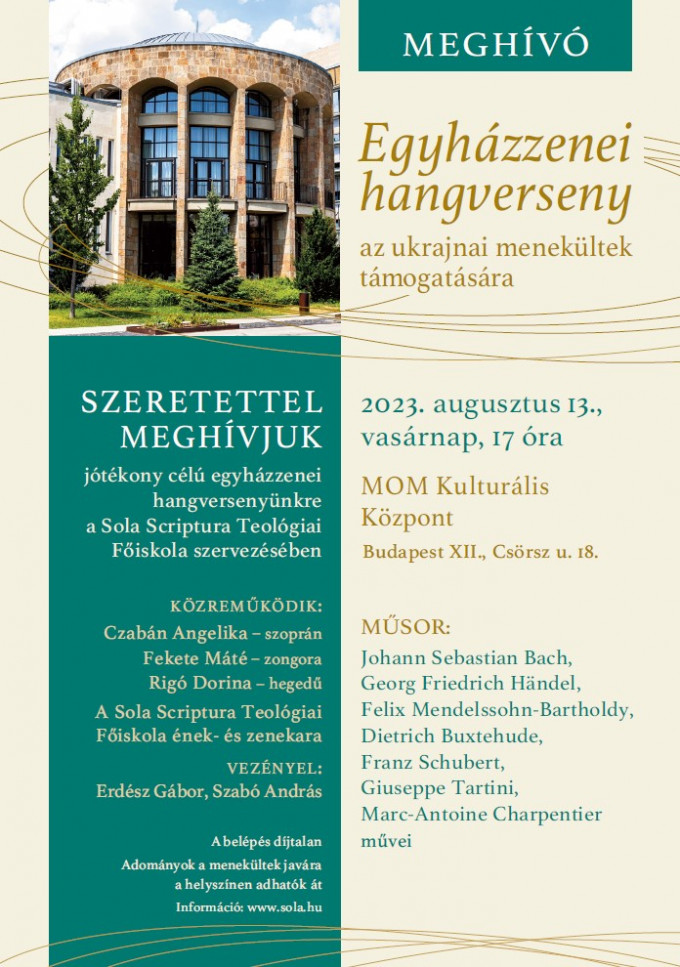 Budapest, MOM Kulturális Központ – Egyházzenei
hangverseny