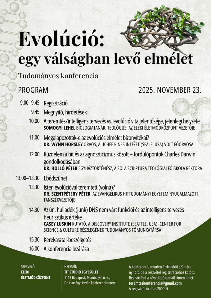 Evolúció: egy válságban levő elmélet - Tudományos konferencia Budapesten